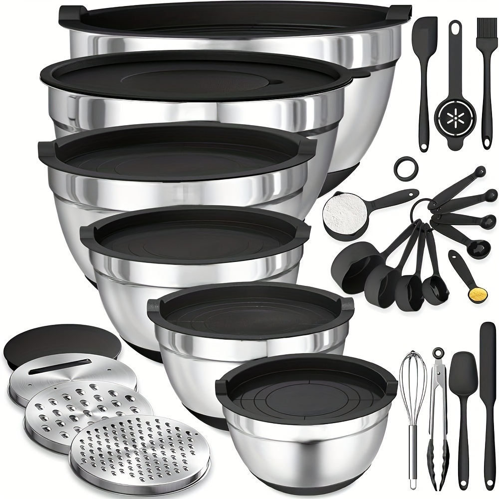 Kitchen Gadgets Useful - 17-delig, roestvrijstalen mengkomset Mengkommen met deksels